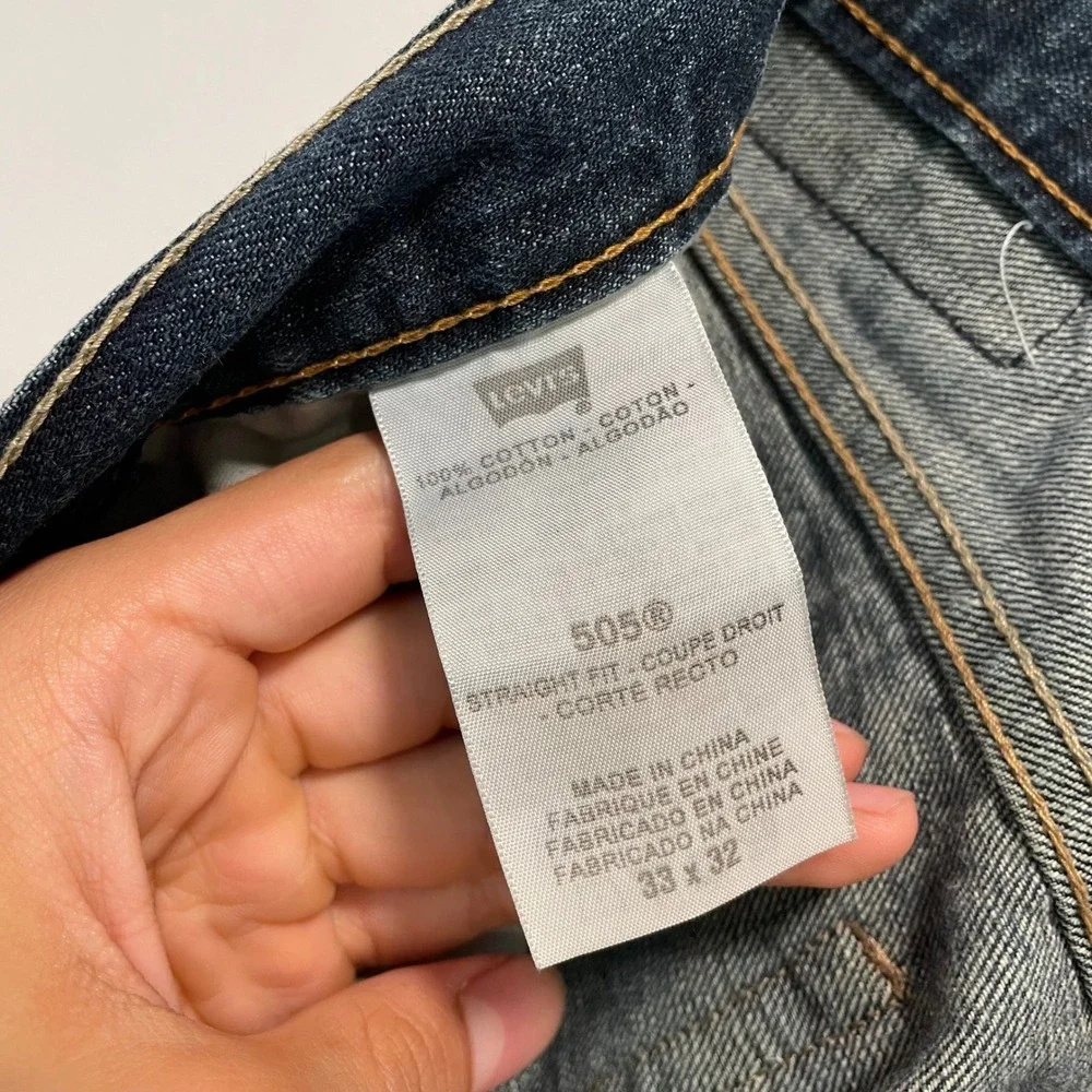 Levis 505 Straight Fit Mens Jeans Medium Wash Blue Denim 33x32